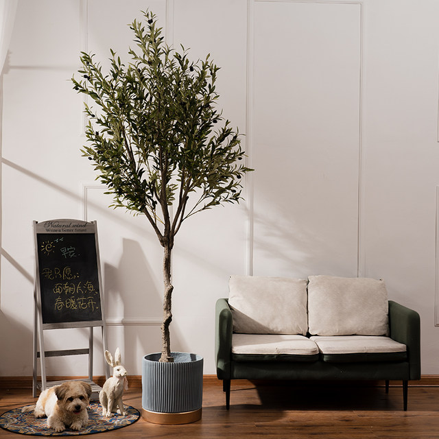 Large Nordic Artificial Tree, Simulated Green Plant Olive Tree, Floor-Standing Potted Plant, Home Living Room Indoor Landscaping Decoration Ornament