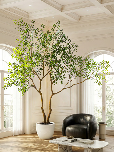 Artificial Horsewood Tree, Large Artificial Banyan Tree, Indoor and Outdoor Azalea, Floor-Standing Simple Decorative Green Plant Landscaping