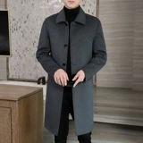 Шерстяной демисезонный двусторонний длинный плащ для мальчиков, шерстяное пальто