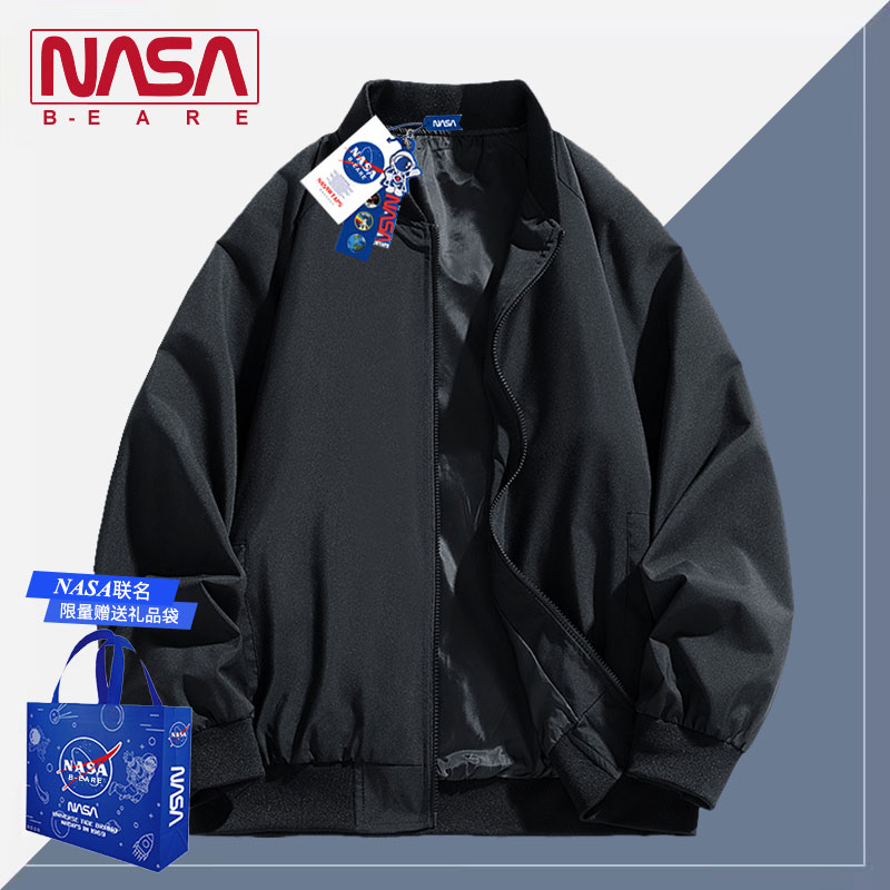 NASA共同ブランドのアメリカンパイロットジャケットコートメンズ秋トレンドハイストリート春と秋の野球ユニフォームゆったりトップ