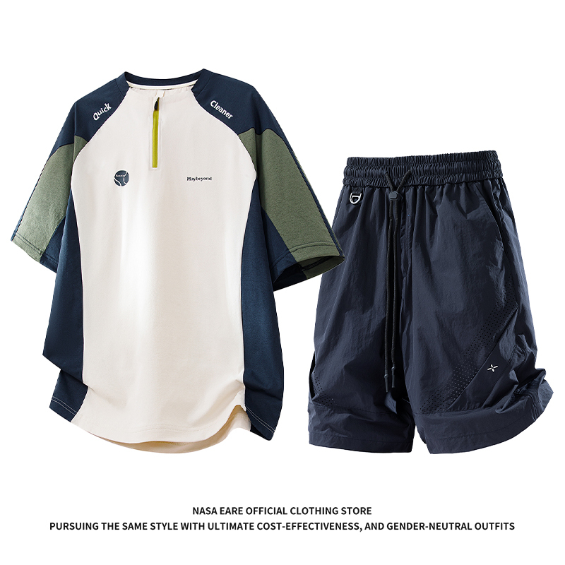 Nasab-Eare Running Tennis Quick-Drying Sports Suit for Men and Women Summer Sun Protection Short-Sleeved Badminton Cycling Suit