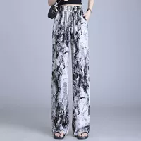 Шелковые летние шифоновые штаны для отдыха, высокая талия, свободный прямой крой