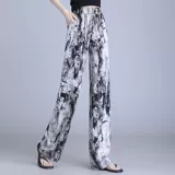 Шелковые летние шифоновые штаны для отдыха, высокая талия, свободный прямой крой