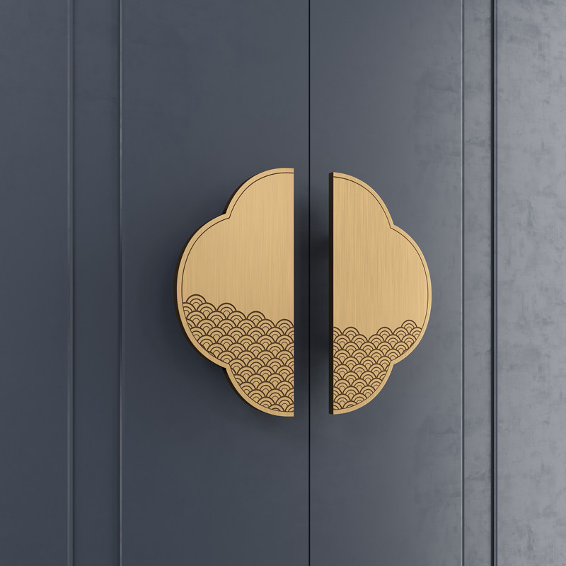 Chinese Wooden Door Handle Imitation Antique Bronze Wavy Grain Lucky Stars Full House Custom Cabinet Door Handle push-pull wooden door handle the handle