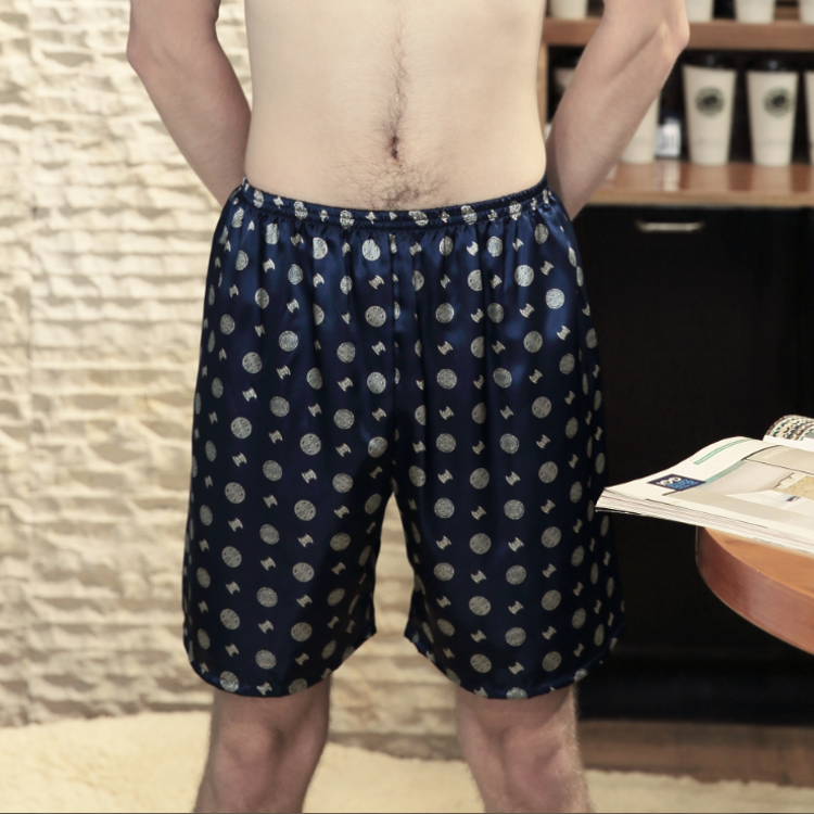 Quần pyjama nam mùa hè mỏng phần quần short quay lụa giản dị năm điểm nhà quần mùa hè băng lụa thoáng khí quần - Quần tây quần short jean nam