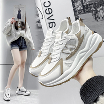 Yercon Old Daddy Shoes Woman 2022 Summer Genuine Leather Casual 100 Hitch Sport Breathable Lace Round Head Casual Shoes