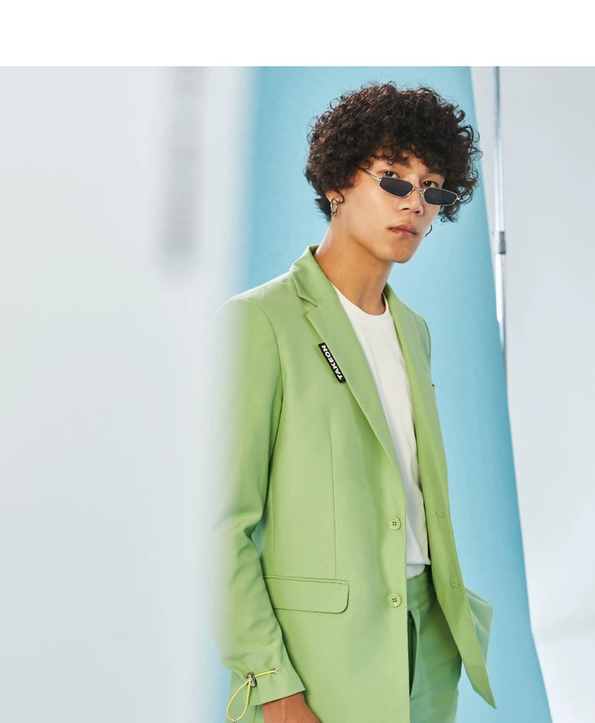 TAKEON mùa xuân và mùa hè mới màu đặc biệt phù hợp với quần áo thường ngày màu xanh lá cây màu xanh lá cây mỏng phù hợp với áo khoác - Suit phù hợp