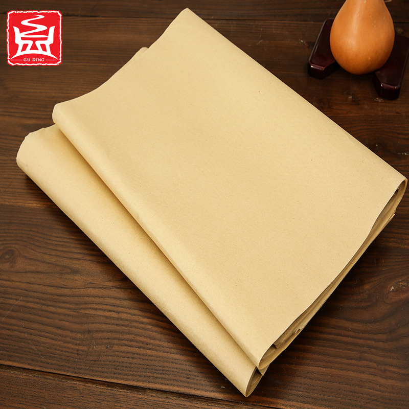 Guding Cai Lun thickened uncalstered edge paper yuanshu paper pure bamboo pulp thickened lattice edge paper brush ink calligraphy practice paper yuanshu paper brush word half raw and half cooked calligraphy practice use