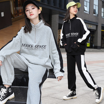 Girls Sweat Set 2021 Autumn New 12 Big Childrens Wear Girls Western Style Sports 15-year-old Leisure Two-Piece Set 13