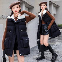 Girls autumn and winter clothes 2021 new middle and large childrens foreign-style down cotton vest long 12-year-old girls horse clip