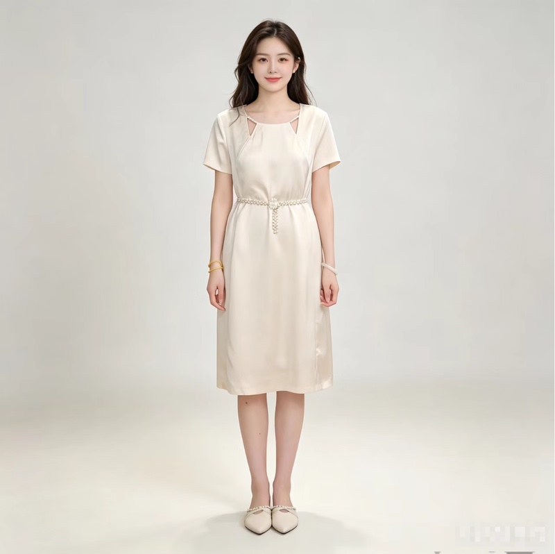 739 # Designer-Inspired Pearl Round-Neck Dress Yml. Clearance Price, No Returns or Exchanges