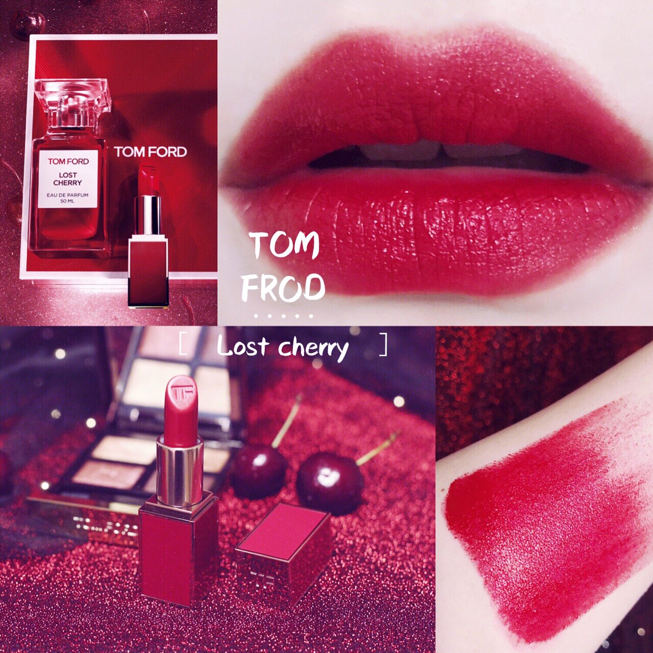 Tom Ford TF 24K gold leaf red tube cherry lost cherry mouth red black tube 15 16 80 69