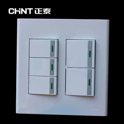 Chint 120X120 type switch socket panel five open double cut with fluorescent 5 link double cut wall switch panel