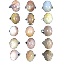 Coral jade ring for women bright color clear pattern holiday gift