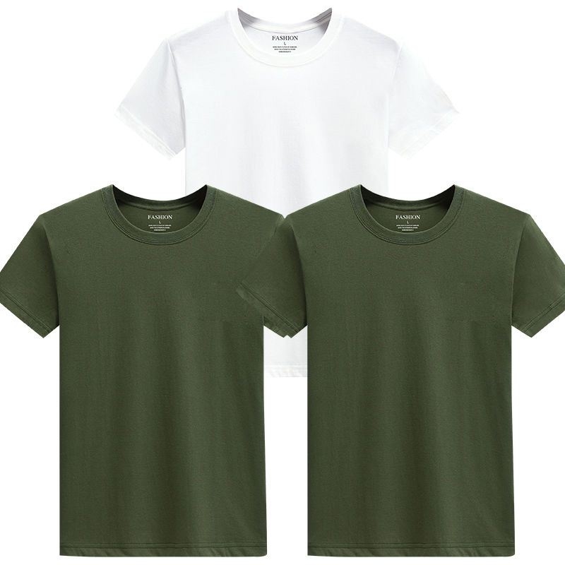 Military style T-shirt 100% cotton short-sleeved T-shirt men's summer Korean version plus fertilizer plus size casual half-sleeve men's round neck