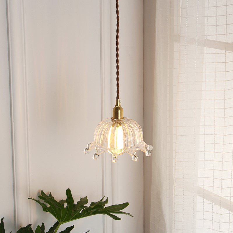 Day-style retro brass engraving glass chandelierlamp extremely minimalist bedroom bedside dining room Aisle Balcony bar Tables Chandelia