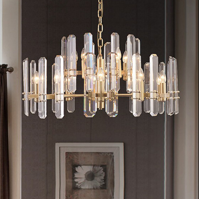 Crystal living room chandelier post-modern minimalist light luxury net red Nordic villa restaurant home atmospheric bedroom lamps