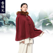 Shangyuan incense Magpie winter plush small cloak casserie casual retro literary Zen windbreaker small cloak monk suit