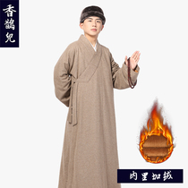 Shangyuan winter wool plus velvet coat warm monk clothing long shirt monk clothing monk clothing long gown