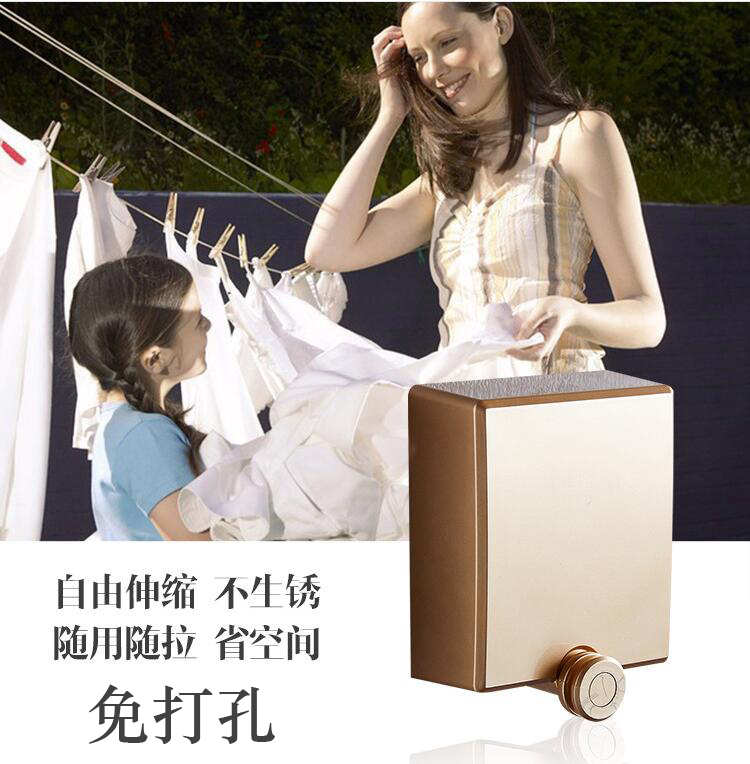 Non-punching wall-mounted indoor telescopic steel wire rope bathroom clothes rack balcony invisible shrinking sunburn and clothesline