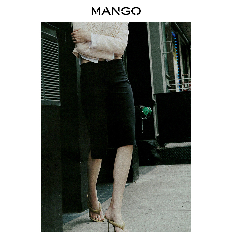 【Autumn New Arrivals】Mango Women's Pants 2026 Black Slim Fit Fashionable Commuting Slit Five-Point Capri Pants