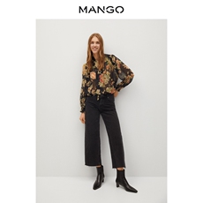 женская рубашка 【转季下架】mango女装衬衫2020秋冬新款印花设计泡泡长袖女衬衫