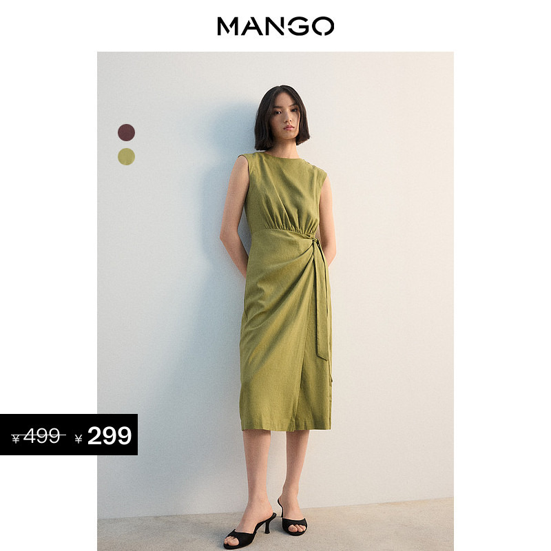 Discount Exclusive Mango Women's Dress 2026 Autumn New Linen Blend One-Piece Tie-Up Long Dress Discount Exclusive Mango Women's Dress 2026 Autumn New Linen Blend One-Piece Tie-Up Long Dress