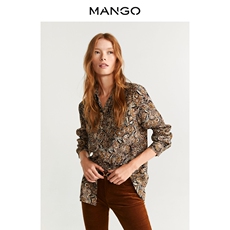 женская рубашка 【下架】mango女装衬衫2019秋冬佩斯利印花系扣长袖衬衫