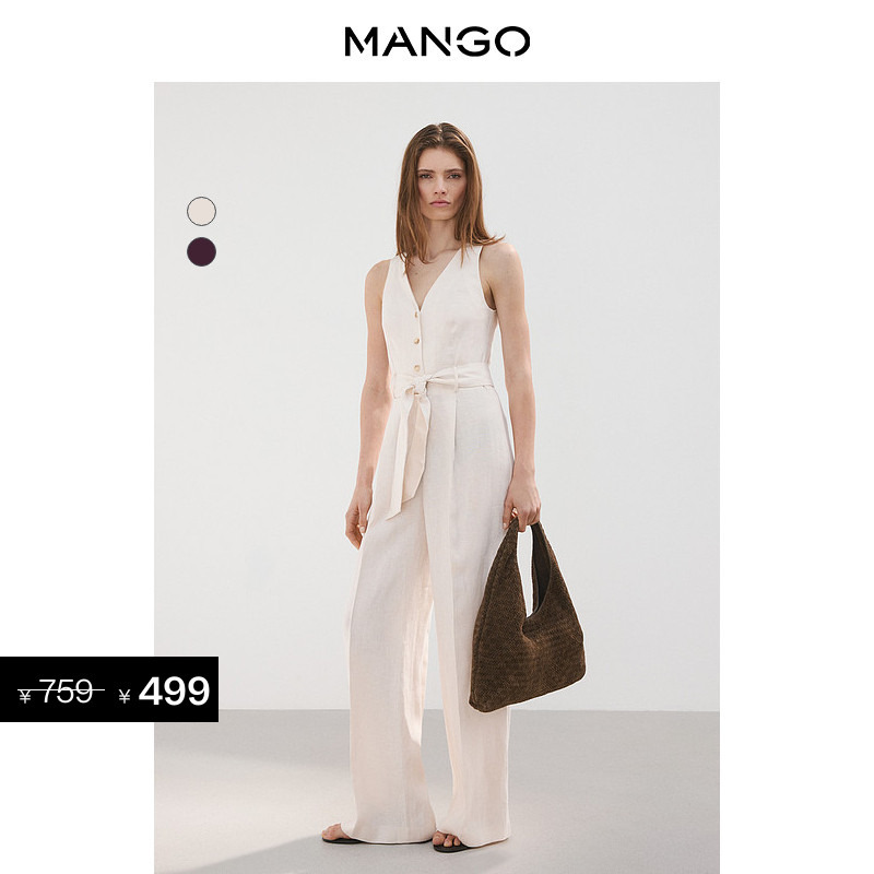 Discount Exclusive Mango Women's Jumpsuit 2026 Autumn New Linen Belt Waist-Cinching Jumpsuit Discount Exclusive Mango Women's Jumpsuit 2026 Autumn New Linen Belt Waist-Cinching Jumpsuit