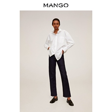 женская рубашка mango女装衬衫2020春夏新品经典领棉质口袋衬衫