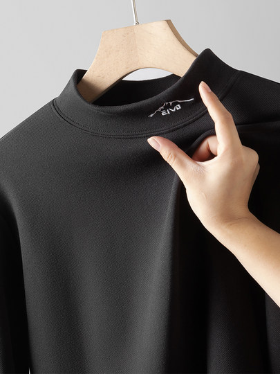 德绒卫衣男秋冬发热内搭半高领保暖打底衫胖子加肥加大码长袖t恤