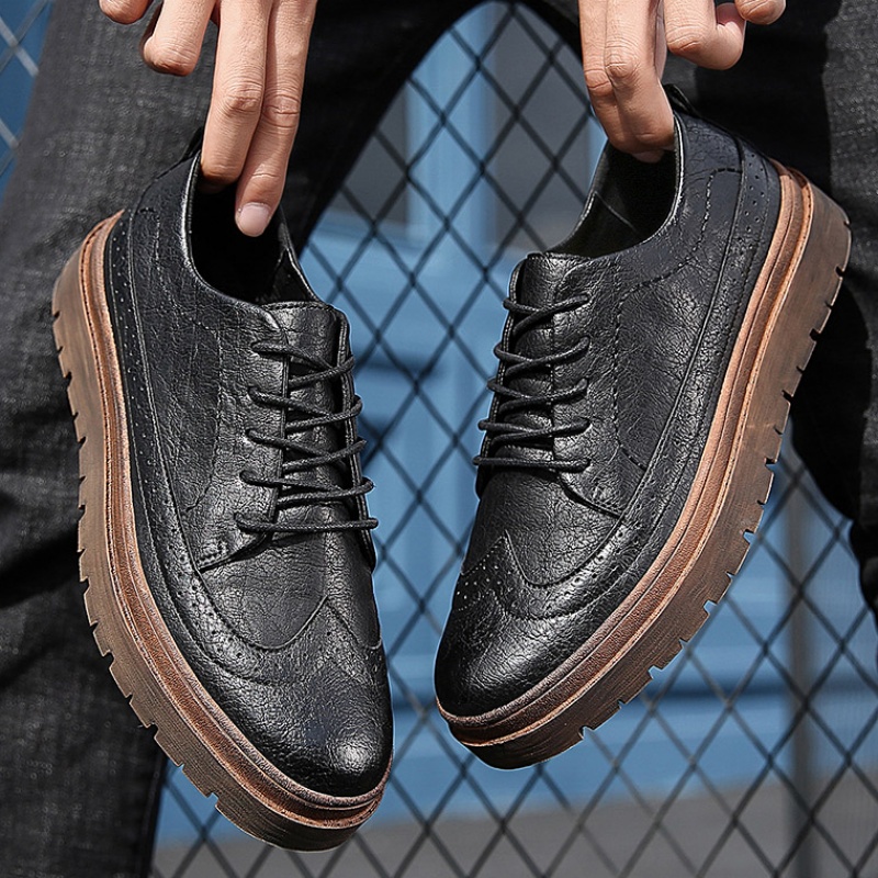 Fall New Pint Bouloc Casual Shoes Inner heightening leather shoes Inn trendy boards Shoe men's shoes Men's business Chauding shoes