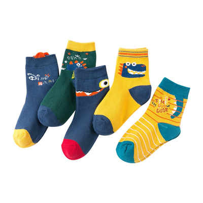 【妙优童】春秋纯棉厚款童袜5双