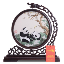 Hand embroidery Xiang embroidery double-sided embroidery ornaments Panda sent foreign guests customer public relations gifts Sha Ping special crafts