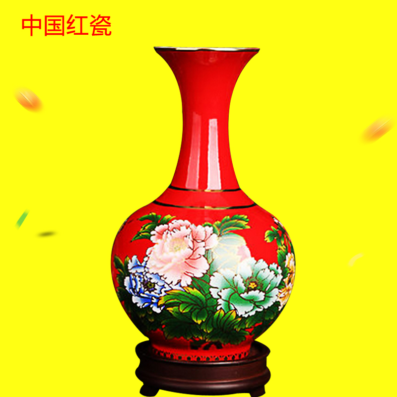 Xiang feels ashamed liling up China red porcelain vase small bottles of blooming flowers, modern Chinese style household decorative furnishing articles