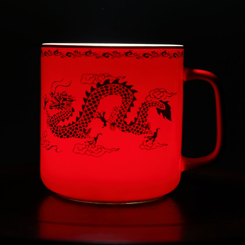 Liling Chinese red porcelain teacup business gifts glair general ipads porcelain cup with cover red cup