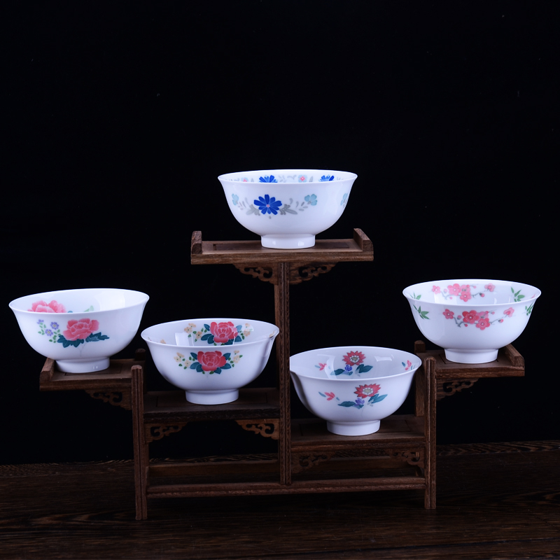 Under the liling glaze colorful authentic ceramic wool China cups hand four seasons flower practical gift set porcelain bowl