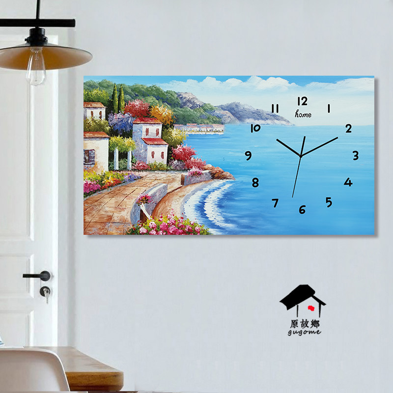 Horizontal oil painting rectangular hanging painting hanging bell Nordic style fields Garden modern minimalist watches Living room Dining Room Dining Room Dining Room