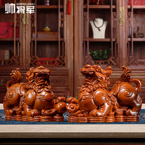 Flowers Pear Wood Carved with Swaying Pieces a pair of solid wood engraving Merchants Feng Shui Town Mansion Office Red Wood Handicraft