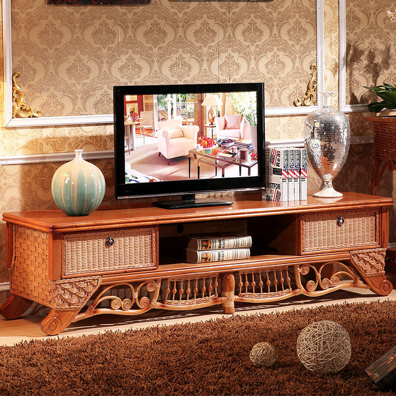 Fujisu's family Indonesia imported vines TV cabinet solid wood TV cabinet vine-made TV cabinet vine-art TV cabinet