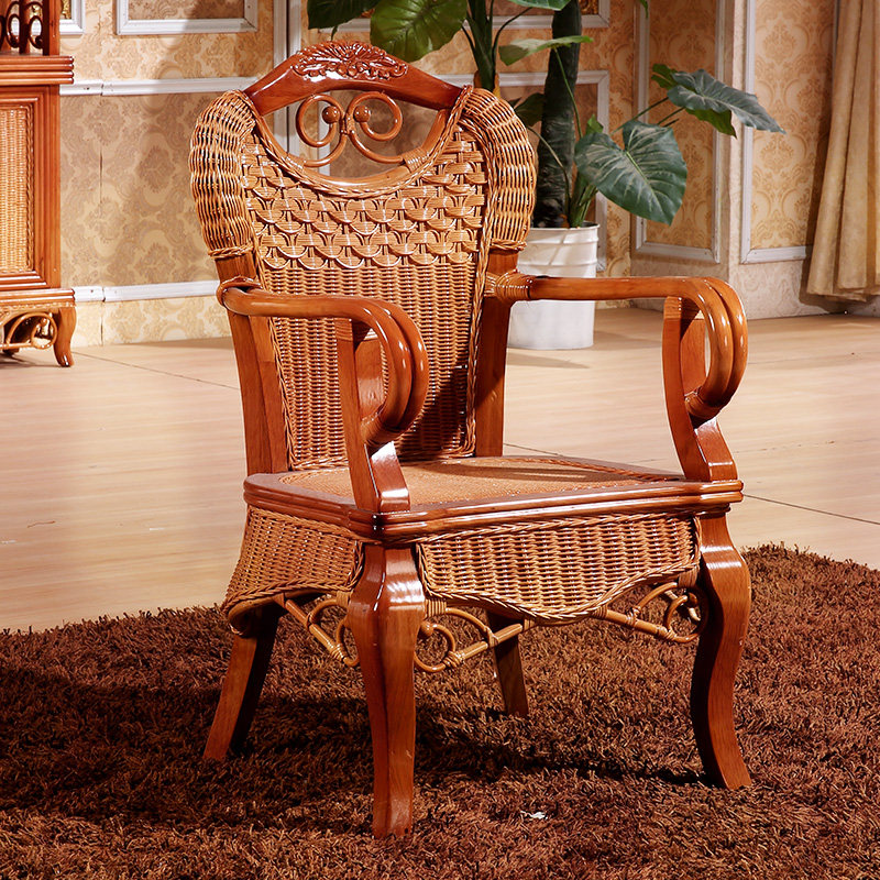 Rattan dining chair Indonesia imported rattan chair single rattan dining chair rattan art dining chair furniture wild rattan chair