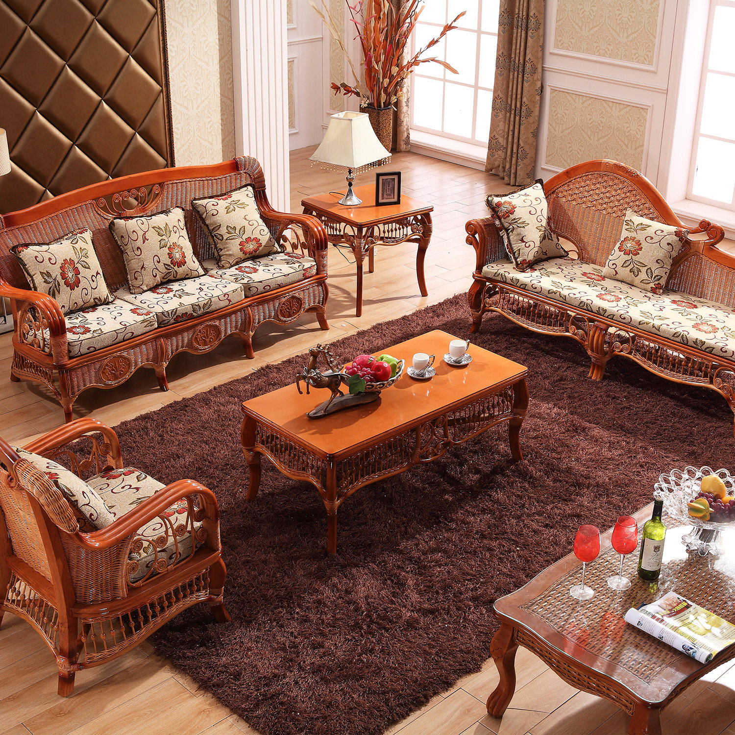 Rattan Sofa tea table Composition Living room Home Furniture Rattan Sofa Rattan Sofa Rattan Sofa Rattan Sofa SOFA RATTAN SOFA VINES SOFA