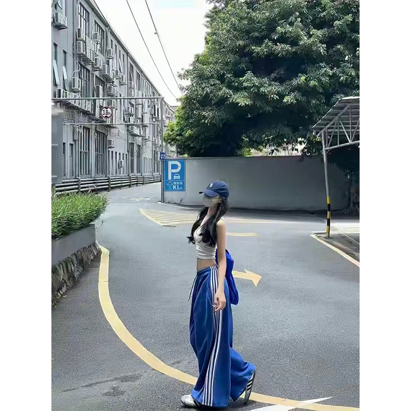 2026 Summer American-Style Casual Sports Suit for Women, Slim-Fit Solid Color Tank Top, Loose Wide-Leg Pants, Plus-Size Two-Piece Set