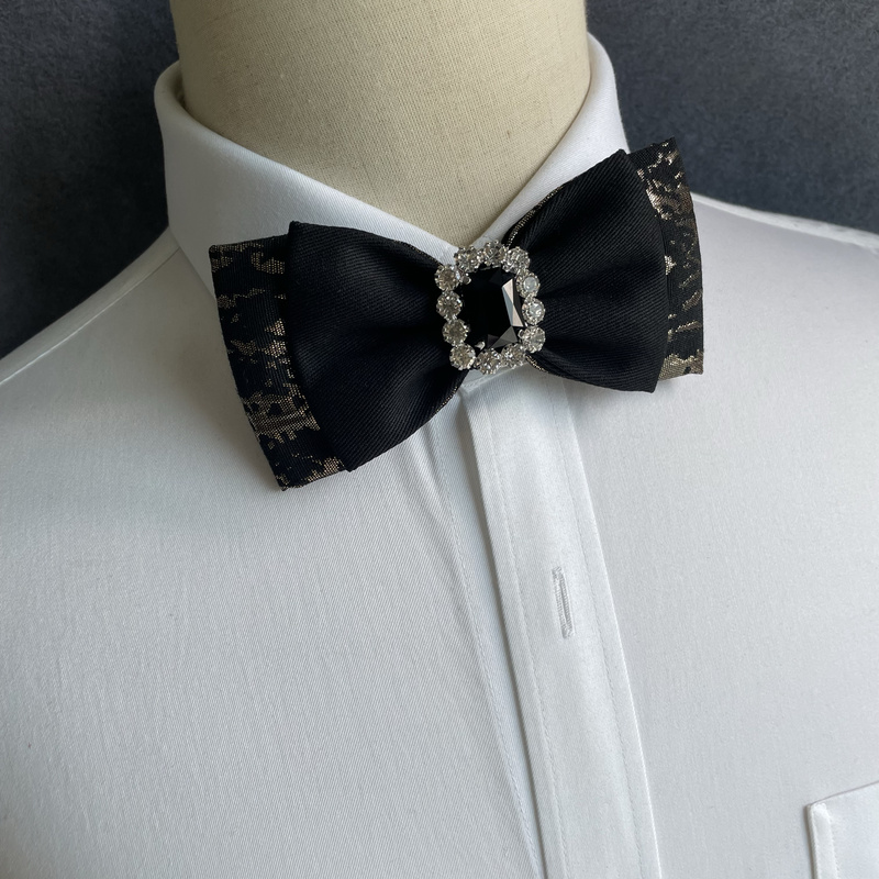 J Black Gold Jacquard Groom Bow Tie Host Tie Singer Emcee Performance Wedding Suit New Chinese Style National Style Neckwear