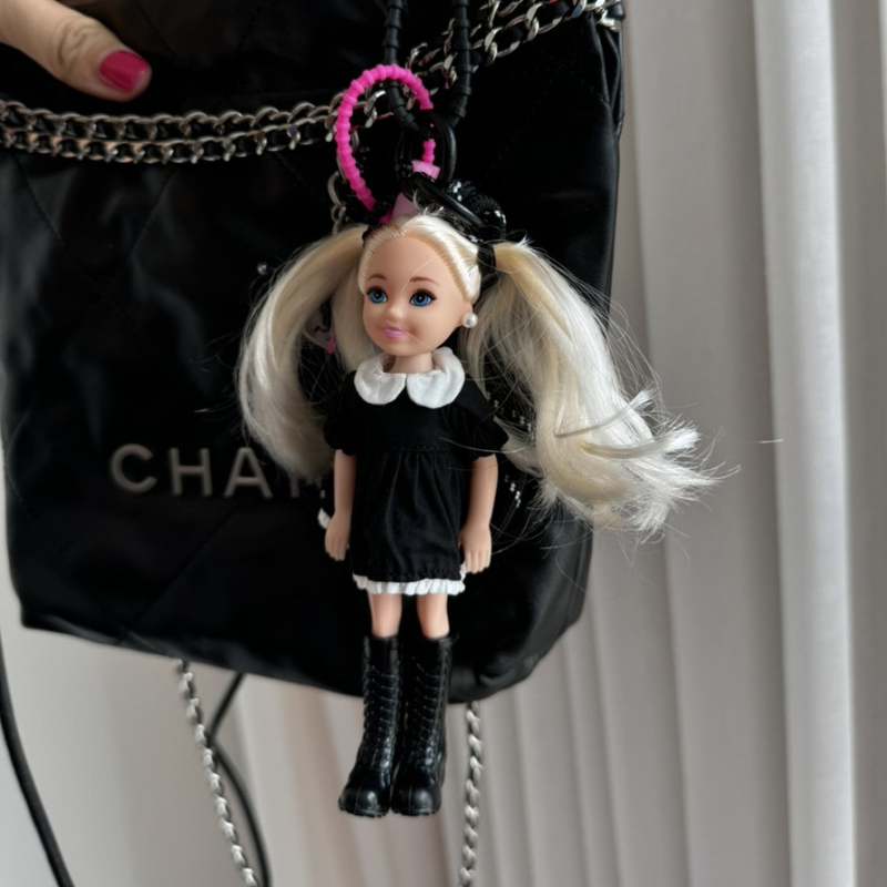 Ins-Style Cute Double Ponytail Barbie Princess Doll Keychain Barbie Bow Bag Pendant Decoration
