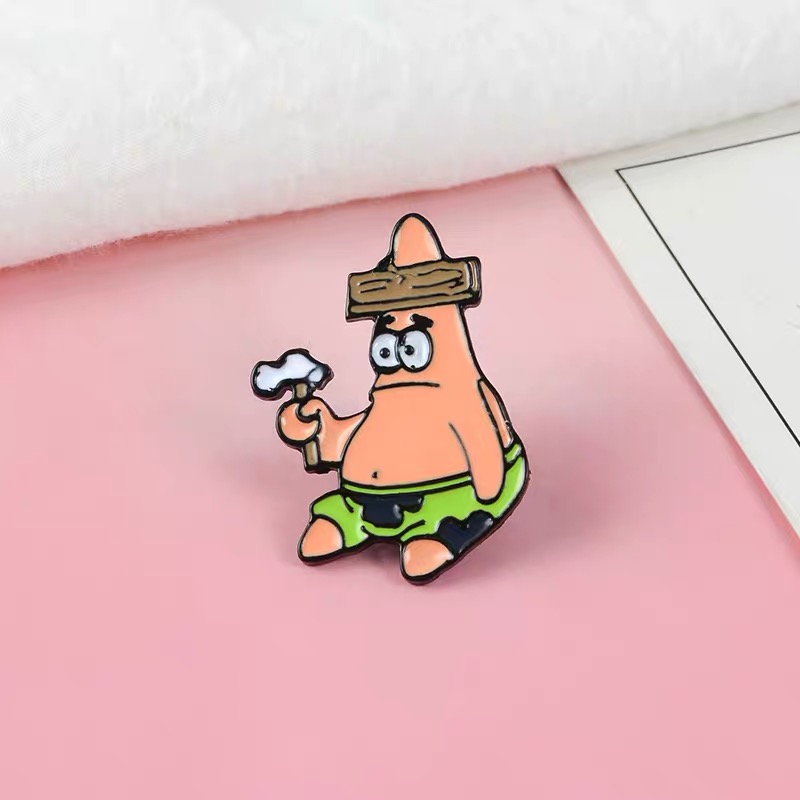 SpongeBob Dễ thương Trâm dễ thương Cô gái Nhật Bản Trái tim Hoạt hình Sáng tạo Túi Joker Gửi Big Star Trang trí Huy hiệu Pin - Trâm cài huy hiệu cài áo dễ thương