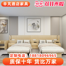 Creative famous wooden house house bed city convenient hotel single room standard room full set of furniture hotel special bed customization