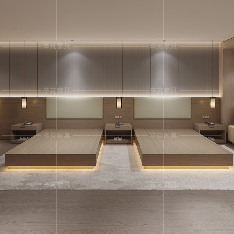 酒店家具标间全套民宿客房双床全套定制专用床箱全季五星级宾馆床，让客人体验五星级的住宿舒适！🌟-旅游-淘宝好物网