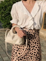 (ANTI)Italian nappa leather leather hand bag retro pleated ring hand bag ins wind blogger