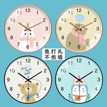 Ultra-silent childrens room hanging bell bedrooms Cartoon Cute Minimun Clock Drawing Room Free of perforated walls A small hanging table